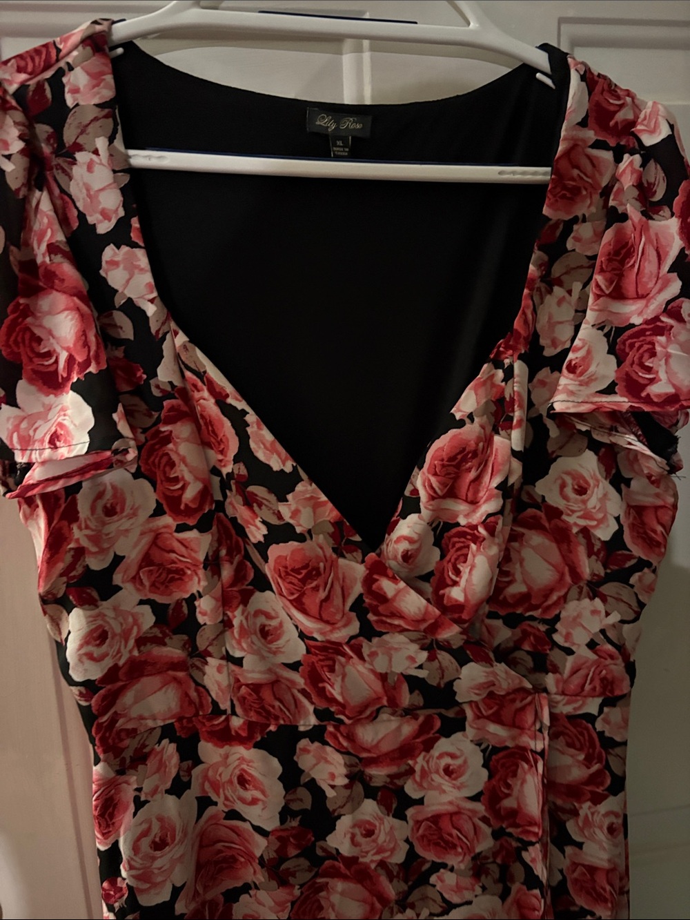 Lily Rose Pink Rose Floral High-Low Wrap Dress